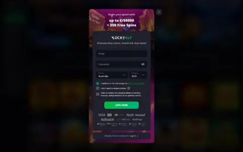 Lucky Elf Casino Welcome Bonus Package