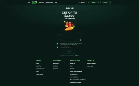 All Star Casino Welcome Bonus Package