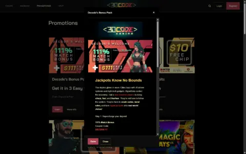 Decode Casino Welcome Bonus Package