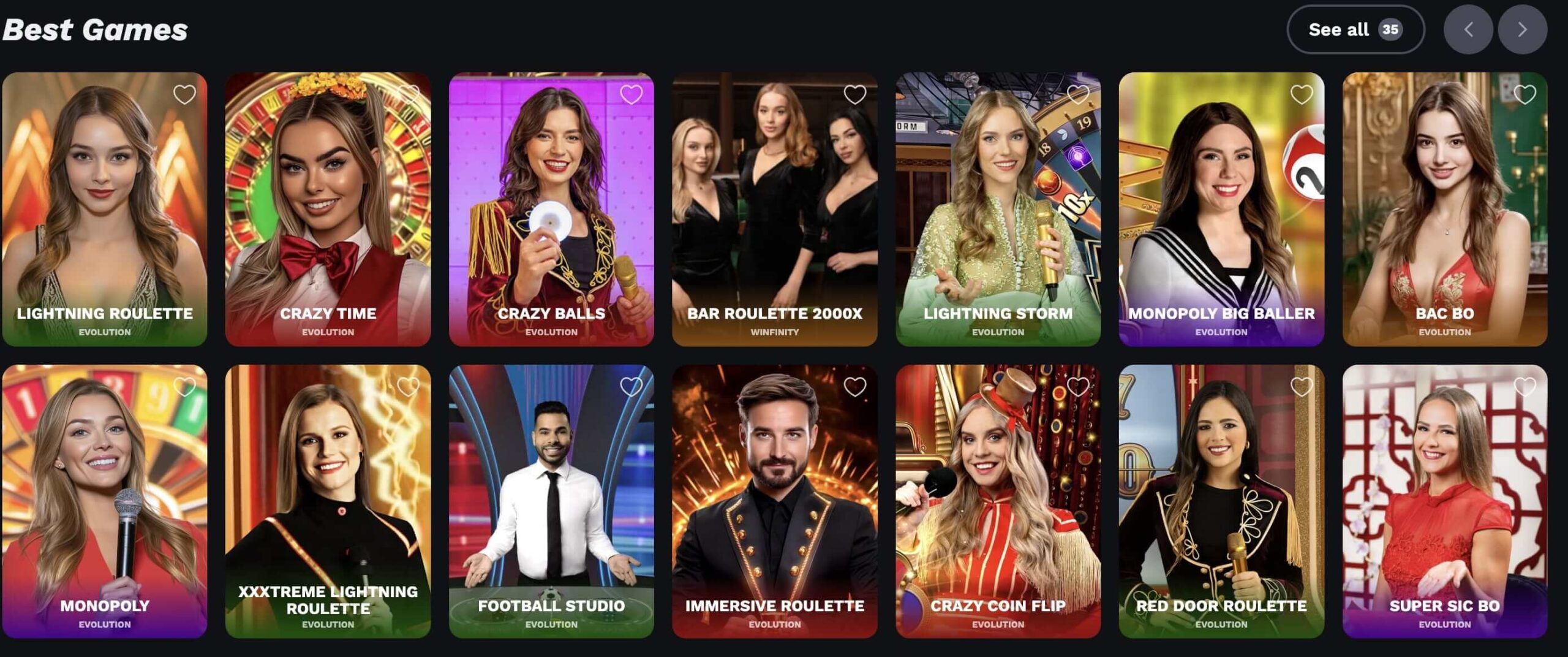 Live Casino Games Section