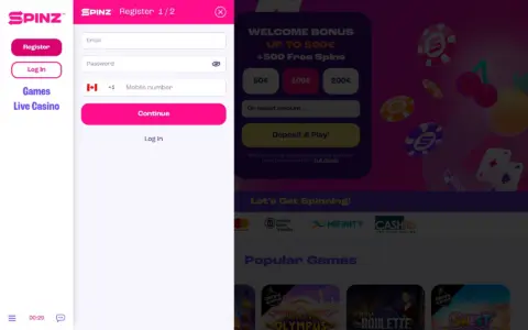 Spinz Casino Welcome Bonus Package