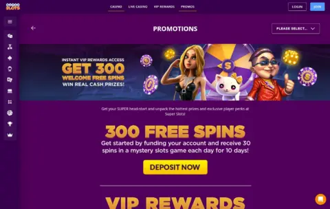 Super Slots Casino Welcome Bonus Package