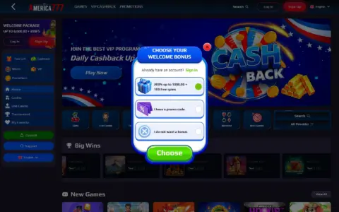 America777 Casino Welcome Bonus Package