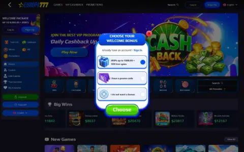 Europa777 Casino Welcome Bonus Package