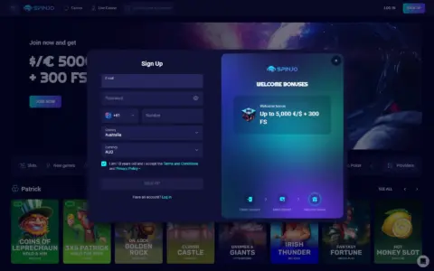 Spinjo Casino Welcome Bonus Package